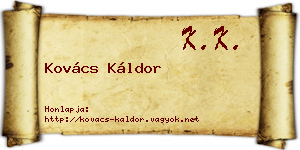 Kovács Káldor névjegykártya